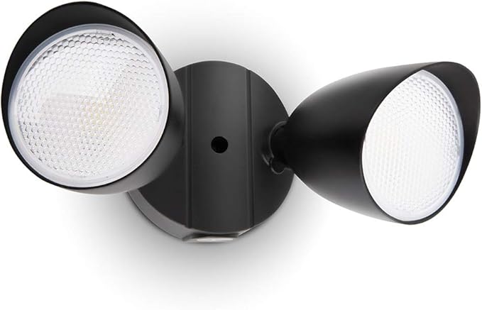 LUTEC 6222B-D2D 3500 Lumen 32 Watt Dusk to Dawn Dual-Head Flood Light Outdoor Waterproof Exterior Security Floodlight Light, Full Metal Design for Patio, Garden, Yard-Black LUTEC