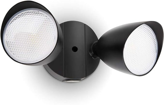 LUTEC 6222B 3500 Lumen 32 Watt 28 LED Dual-Head Floodlight Outdoor, Full Metal Design, Waterproof Exterior Security Wall Light 5000K for Patio, Garden, Yard-Black LUTEC