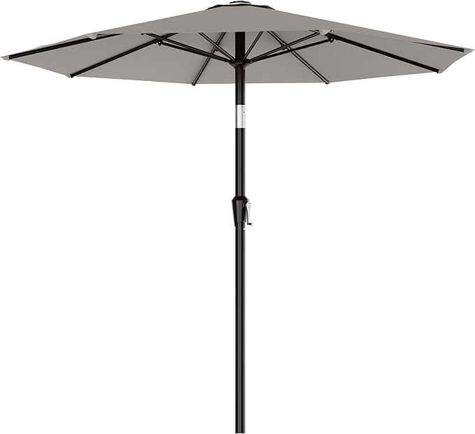 AreShark 9 FT Patio Umbrella for Outdoor, Outdoor Table Umbrella with Push Button Tilt and Crank, Outdoor Patio Umbrellas with 8 Sturdy Ribs for Market, Garden, Pool (Light Gray) Rootora