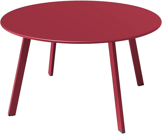 Grand patio Round Steel Patio Coffee Table, Weather Resistant Outdoor Large Side Table, (Red, 1PC) GrandPatio