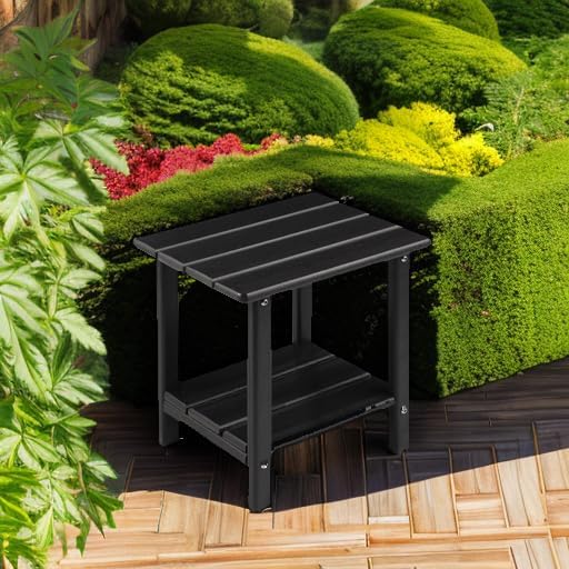 Adirondack Outdoor Side Table, 2-Tier Sturdy Patio End Table Weather Resistant, 16.5" Solid Side Table for Patio, Pool, Porch Apolimi