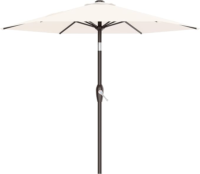 AreShark 7.5FT Patio Umbrella Table Market Umbrella with 6 Sturdy Ribs, Button Tilt/Crank, Heavy-Duty Outdoor Umbrellas for Pool, Deck, Garden and Backyard, Cream White Rootora