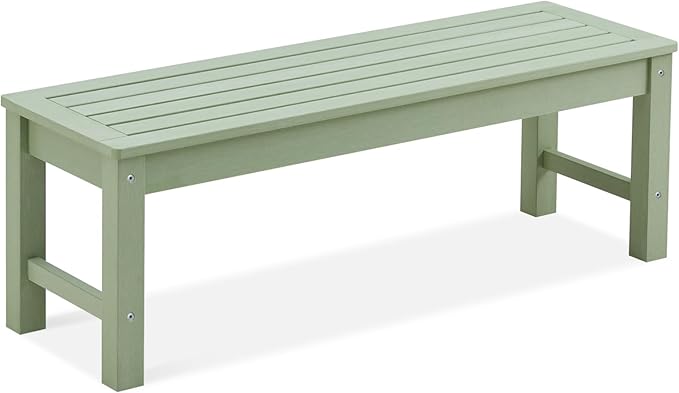 Psilvam Outdoor Bench, Two Person Poly Lumber Porch Bench, Weatherproof Garden Bench That Never Rot and Fade, All-Weather Patio Bench Suit for Garden, Porch, and Park (Green) PsilvamGardenFurniture