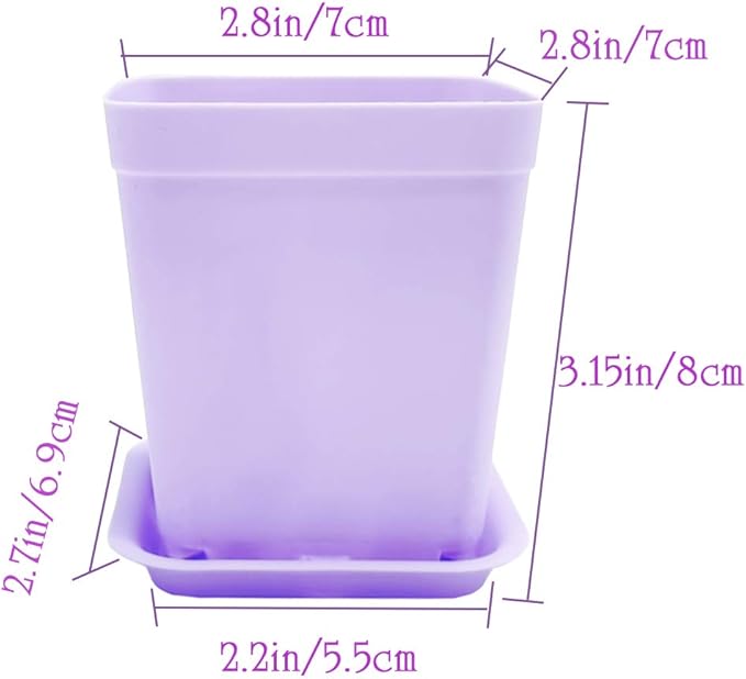 Anyumocz 24 Pack Plastic Square Nursery Pots 3 Inch Plastic Plant Pots,Flower Pot with Tray Saucer for Indoor Outdoor Garden Office Decor Anyumocz