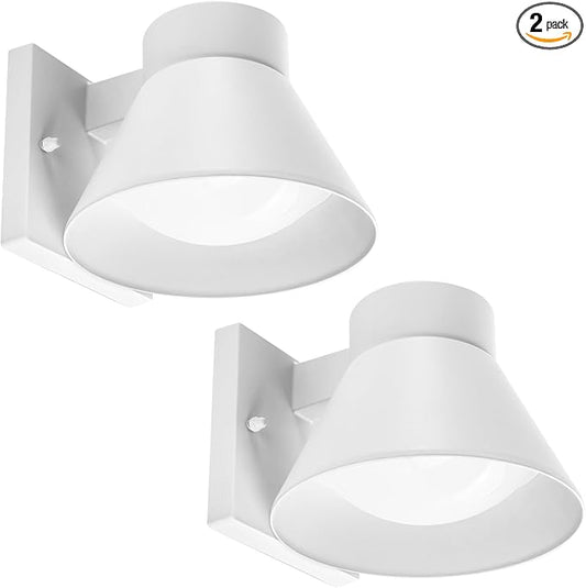 UME 2 Pack LED Outdoor White Front Porch Lights, Waterproof Wall Lantern Light Fixture, Anti-Rust Farmhouse Barn Wall Sconce for Patio, Doorway, Garage UME