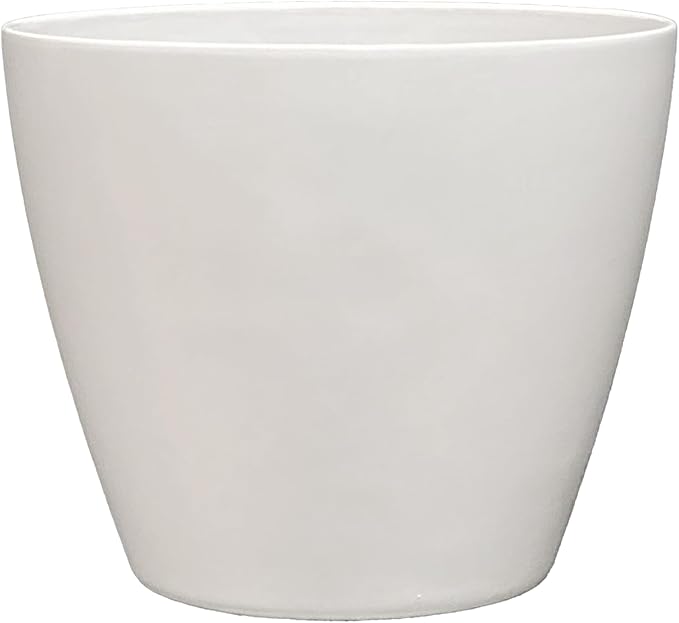 Classic Home and Garden Vogue Planter Pots w/Pottery Quality Finish - Modern Indoor & Outdoor Flower Pots - UV-Resistant Porch Planters - Decorative Pot for Flowers & Herbs (8” Stark White) ClassicHomeandGarden