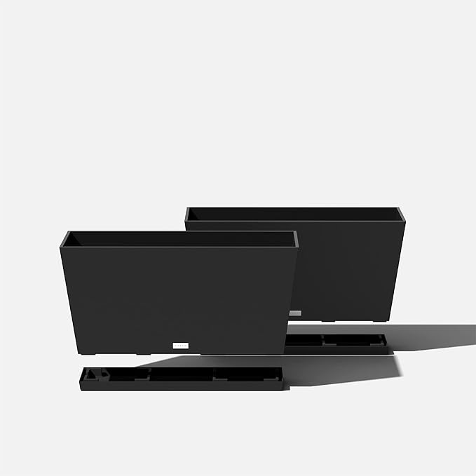 Veradek Midori Long Trough Planter (Black, 31 inch - 2 Pack with 2 Saucer Trays) VeradekOutdoor