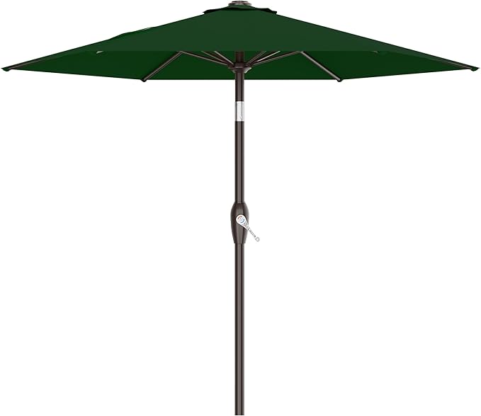 AreShark 7.5FT Patio Umbrella Table Market Umbrella with 6 Sturdy Ribs, Button Tilt/Crank, Heavy-Duty Outdoor Umbrellas for Pool, Deck, Garden and Backyard, Dark Green Rootora
