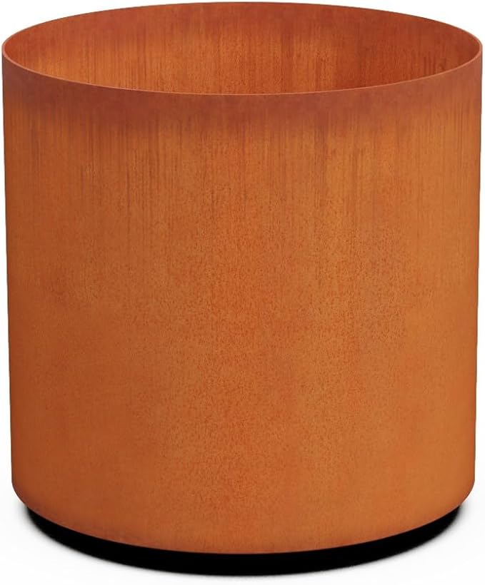 Plantercraft Large Round Planters for Outdoor Plants - 18x18 Inch Corten Steel Planter, Modern Metal Planter for Patio, Deck & Garden Plantercraft