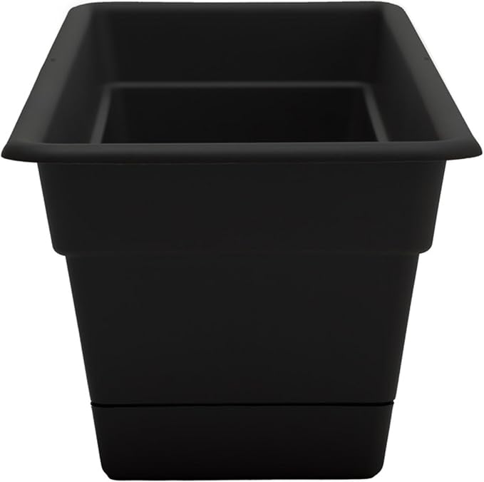 Bloem Dura Cotta 18" Black Resin Rectangle Window Box Planter with Saucer Tray for Indoor and Outdoor Gardening Bloem