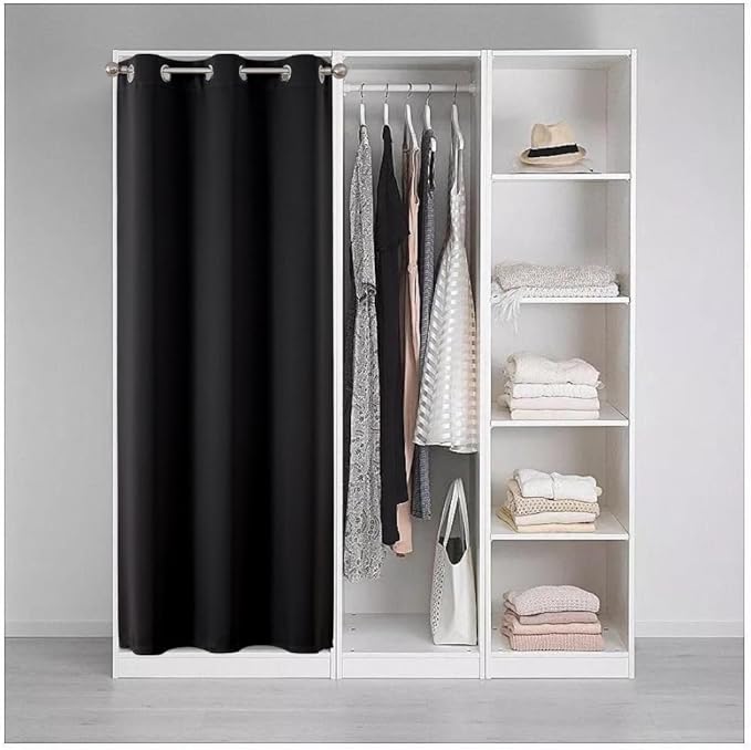 Joydeco Blackout Door Curtain for Doorway Privacy 90 Inches Long, Grommet Closet Curtain for Open Closet, Room Divider for Bedroom Living Room (Black, 52Wx90L, 1 Panel) JOYDECO