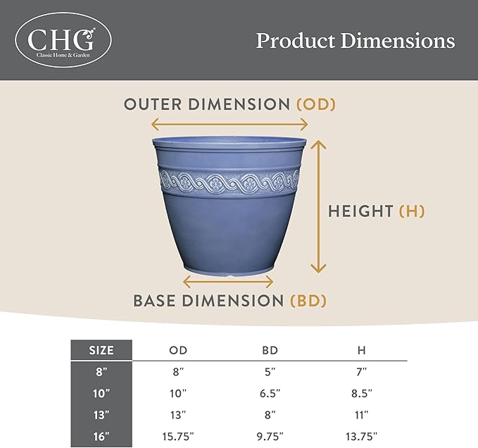 Classic Home and Garden Corinthian Resin Planter Pot - Outdoor & Indoor Plant Pot - Round Planter for Plants & Flowers (16" Oil Rubbed Bronze, Pack of 1) ClassicHomeandGarden