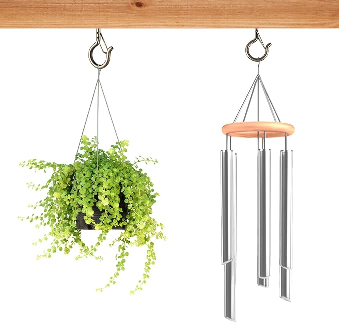 48 PCS Q-Hanger Hooks, Screw Hooks for Outdoor String Lights, Safety Buckle Design Cup Eye Hook for Hanging Christmas Lights, Plants, Mounted on Wall Ceiling, Include 1 Wing Nut Driver, Copper FSAH
