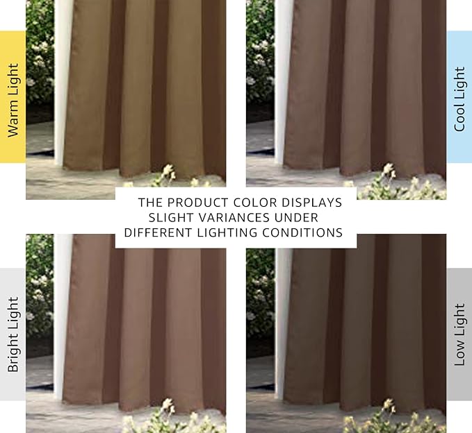 NICETOWN Curtain for Living Room 108 inches Long, UV Blocking Thermal Curtains for Bedroom, Waterproof Outdoor/Indoor Sunlight Shade for Patio, Porch, Dining Room, 52'' Wide, Tan, 1 Panel NICETOWN