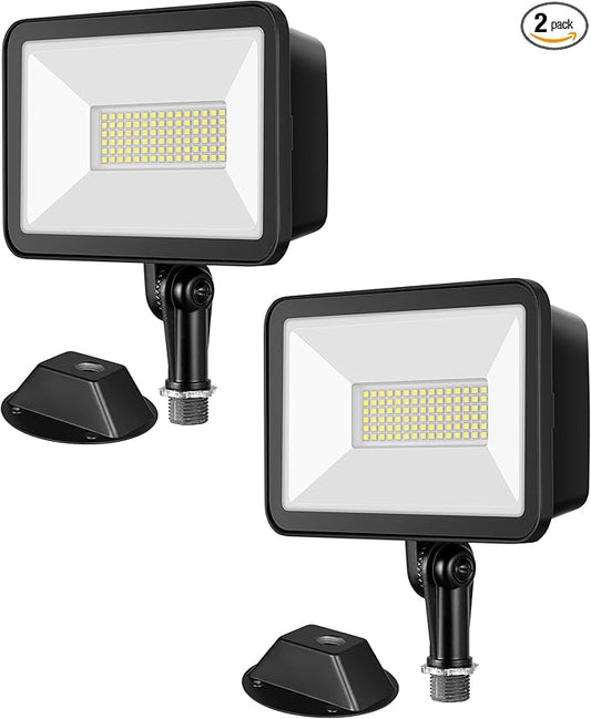 EDISHINE 10000LM LED Flood Light Outdoor,2 Pack 73W Outdoor Security Light, 5000K Daylight White, IP65 Waterproof Flood Lights for Garage, Backyard, Patio, Garden, Porch, Stair EDISHINE
