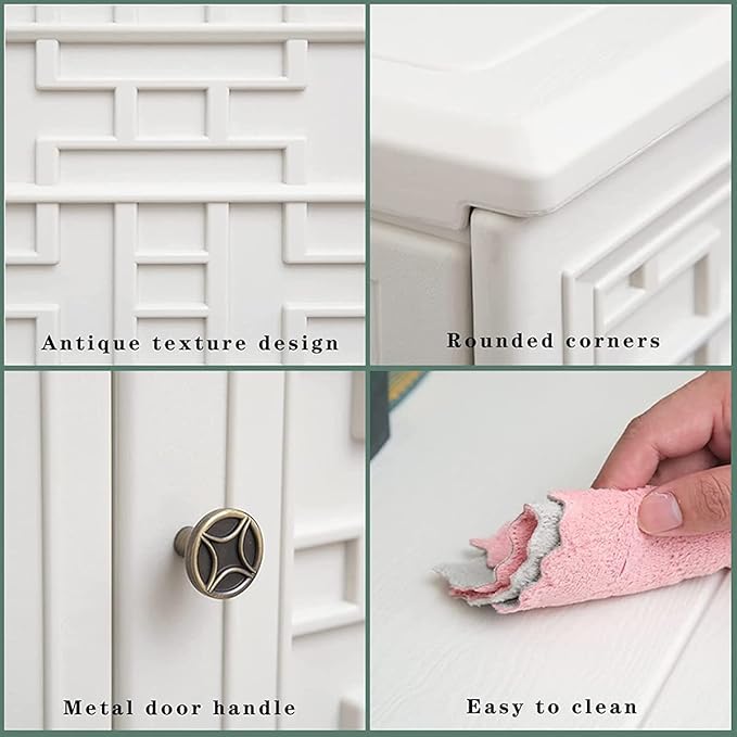 Indoor Outdoor Storage Cabinet Waterproof with Shelf, Off White Plastic Outdoor Cabinets for Patio/Garden/Backyard, Size 34.3''L*15''W*36.2''H Mrosaa