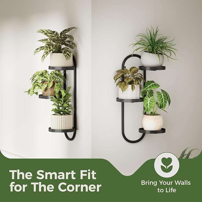 Window Plant Shelves Indoor Outdoor Wall Planters for Indoor Plants 2 Pack Metal Hanger Plant Holder for Living Room Balcony Wall Decor Black Laposso