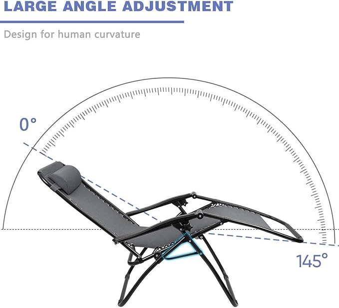 Homall Zero Gravity Chair - Patio Folding Lawn Lounge Chairs Outdoor Gravity Reclining Lounge Chair with Pillows for Poolside Backyard and Beach Set of 2 (Gray) Homall