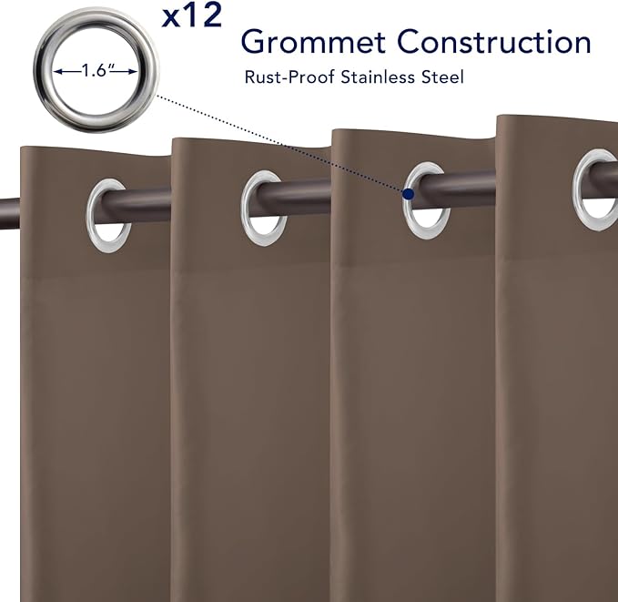 PureFit Outdoor Curtains for Patio Waterproof Weatherproof, UV Resistant Outside Curtains for Gazebo, Front Porch, Pergola, Sun Blocking Privacy Curtain, 100W x 84L inch, 1 Panel, Camel PureFit