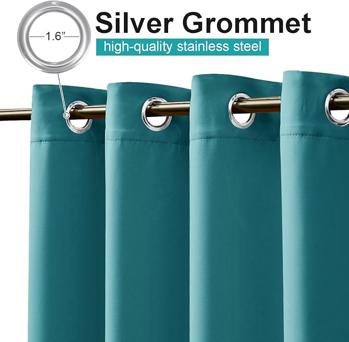 NICETOWN Peacock Teal Outdoor Curtain for Patio Waterproof, Rustproof Grommet Thermal Insulated Privacy Shade for Balcony/Porch, Weatherproof Curtain for All Season, W52 x L72, 1 Panel NICETOWN