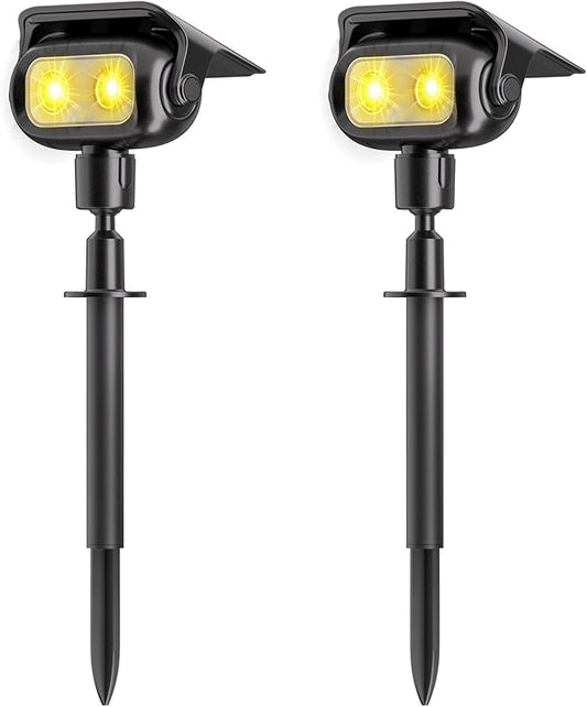 Nreonrick Solar Spot Lights 360° Adjustable Solar Lights Outdoor IP65 Waterproof with 2-in-1 Solar Powered Spotlights for Landscape Lighting for Garden, Yard, Pathway (Warm White, 2 Pack) Nreonrick