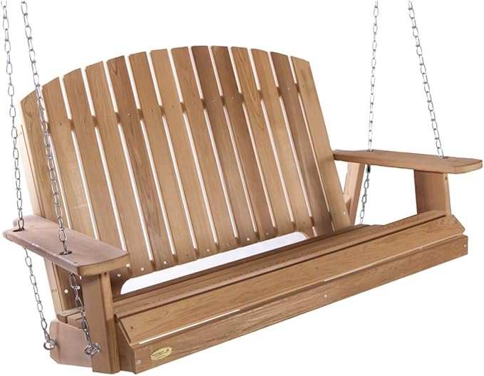 All Things Cedar PS50-SW10 Adirondack 4-ft Cedar Swing with Comfort Springs Wood AllThingsCedar