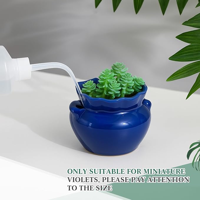 4 Sets African Violet Pots 4 Inch Self Watering Pot for Indoor Ceramic Self Watering Planter for Flower Lovers Ideal Plant Pot Thriving Flower Maintenance Sunnychicc