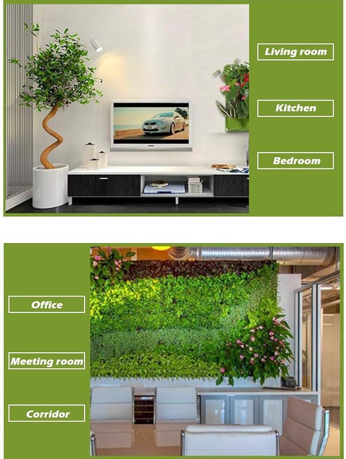 Hanging Planting Grow Bags, 49 Pockets Hanging Vertical Wall Planter Wall Mounted Grow Bag Outdoor Indoor Gardening Vertical Greening Flower Container, Planting Bags Storage Bags(1.0 m × 1.0 m, Green) LITLANDSTAR