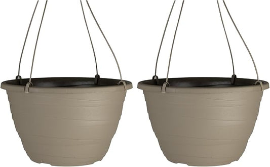 The HC Companies 11 Inch Wrapt Hanging Planters, Lightweight UV-Resistant Plastic Hanging Planters for Indoor & Outdoor Plants, 2-Pack Hanging Flower Pots for Garden, Patio & Home Decor, Pepperstone TheHCCompanies