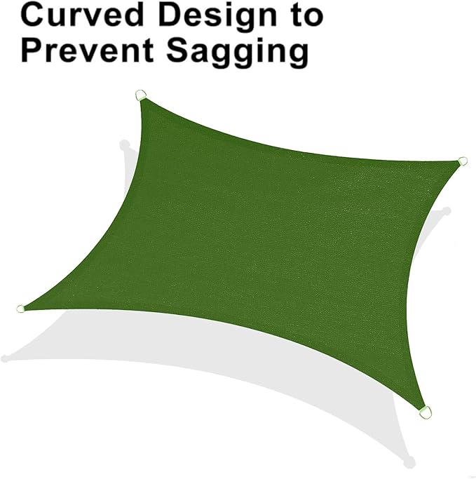 LOVE STORY Custom Size 8'x15' Piquant Green Sun Shade Sail Rectangle UV Block Canopy Patio Sail Sunshades Fabric for Outdoor Garden Carport (We Make Custom Size) LOVESTORY