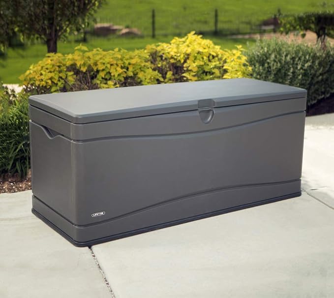 LIFETIME 60298 Heavy Duty Outdoor Storage Deck Box, 130 Gallon, Gray Lifetime