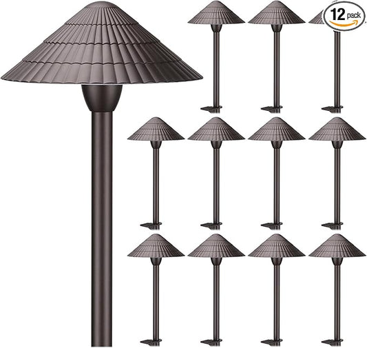 LEONLITE 12-Pack 5CCT LED Low Voltage Landscape Lights, 3W Cast-Aluminum 12-24V Pathway Lights, 1800K-5000K IP65 Path Lights, ETL Listed Landscape Lighting Wired for Yard Lawn, Oil Rubbed Bronze LEONLITE