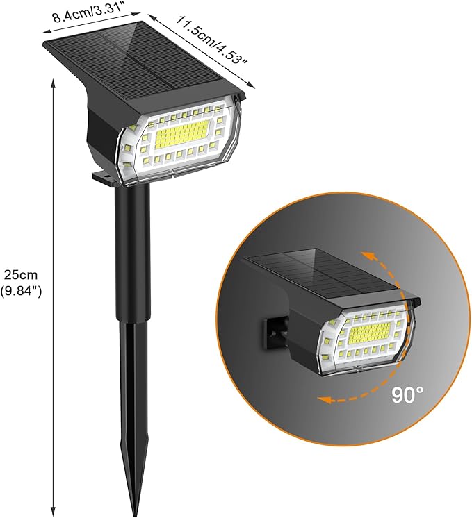 LANSOW Solar Spot Lights Outdoor, [4 Pack/76 LED] 2-in-1 Solar Landscape Spotlights, 3 Modes IP65 Waterproof Dusk to Dawn Solar Powered Flood Wall Lights for Outside Yard Garden Pathway(Cool White) LANSOW