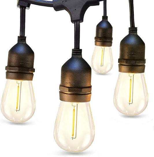 addlon LED Outdoor String Lights 24FT with Edison Vintage Shatterproof Bulbs and Commercial Grade Weatherproof Strand - ETL Listed Heavy-Duty Decorative Cafe, Patio, Market Light addlon