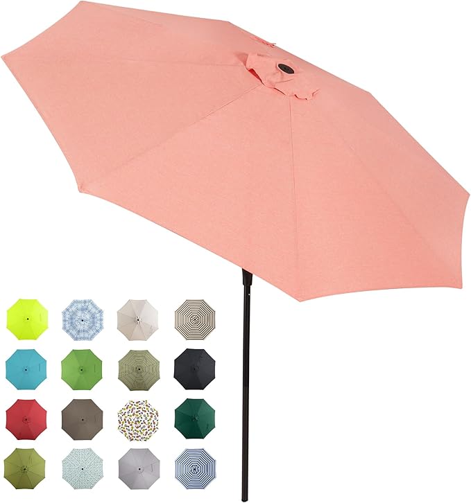 Tempera Patio Market Outdoor Table Umbrella with Auto Tilt and Crank, Large Sun Umbrella with Sturdy Pole & Fade Resistant Canopy, Easy to Set TemperaPatioLife