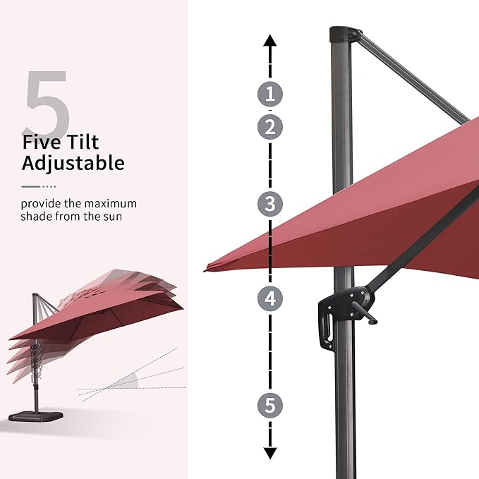 PURPLE LEAF 10' X 13' Patio Umbrella Outdoor Cantilever Rectangle Umbrella Aluminum Offset Umbrella with 360-degree Rotation for Garden Deck Pool Patio Terra PURPLELEAF