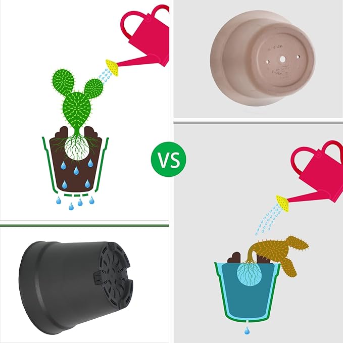 4 inch Small Plant Pots, 28 Pack Plastic Planters with Drainage Holes and Saucers for Flowers Plants, Succulents, Seed Starting Pots, Black SwinDuck