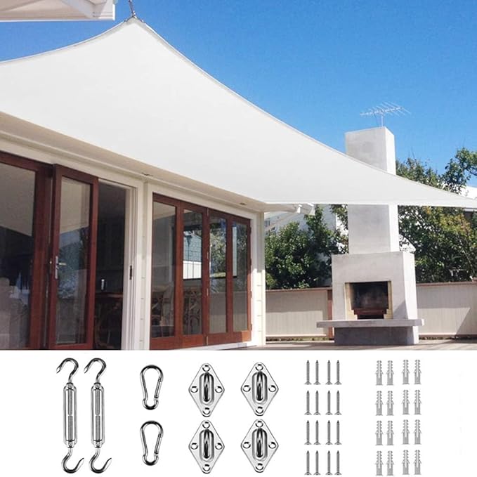 Quictent 20x26ft Sun Shade Sail for Patio, 185GSM Heavy Duty Rectangular Outdoor Sunshades UV Block Outside Canopy Cover for Backyard White QUICTENT