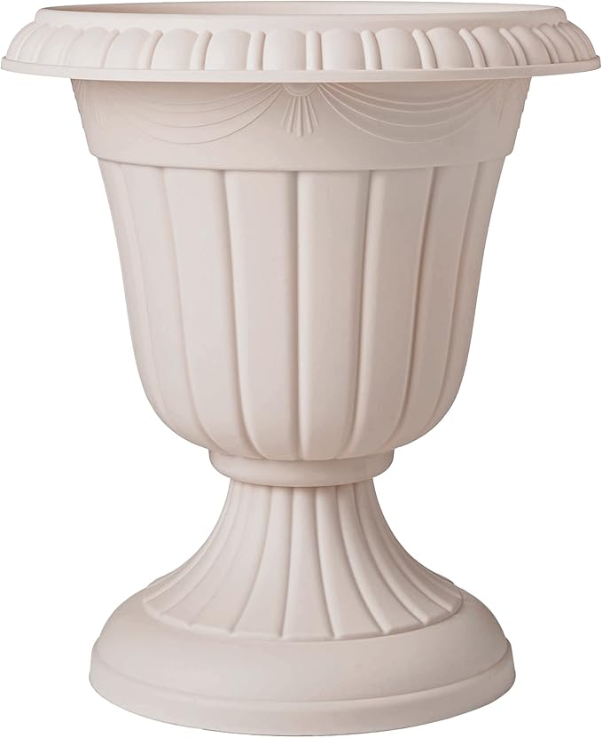 Arcadia Garden Products PL10TP Classic Traditional Plastic Urn Planter Indoor/Outdoor, 15" x 13", Taupe Rootora