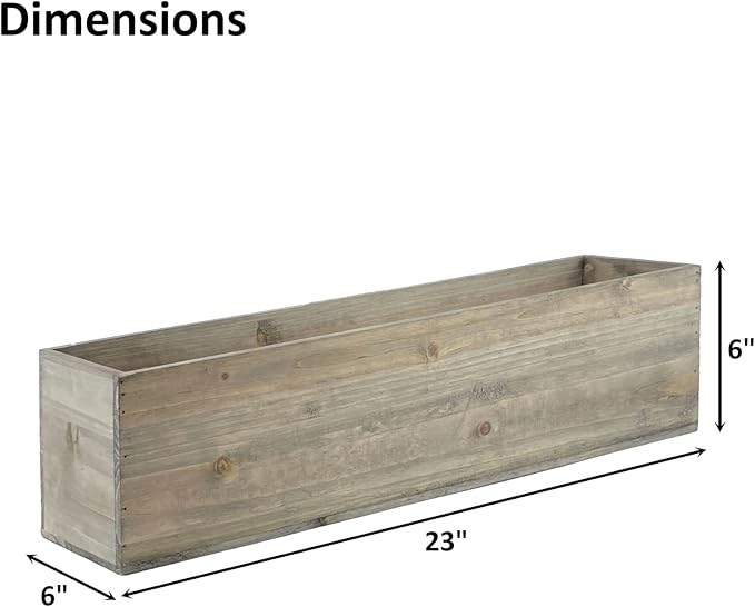 CYS EXCEL Rectangle Wood Planter Box with Removable Plastic Liner (H:6" Open:23"x6") | Multiple Size Choices Wood Rectangular Planter | Indoor Decorative Window Box CYSEXCEL%C2%AE