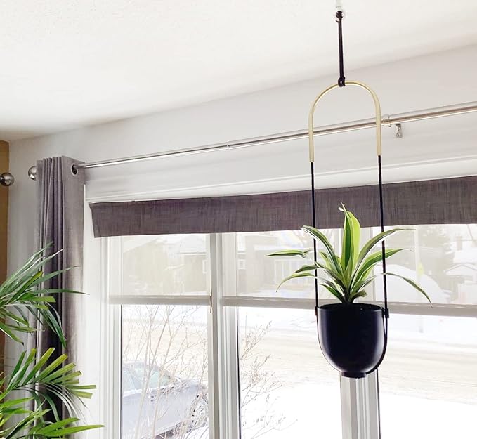 Metal Hanging Planter for Indoor Outdoor Plants Wall and Ceiling Hanging Flower Pot Plant Holder for Succulent Vines Ferns, Height Adjustable Modern Minimalist Room Decor(Black) ABETREE