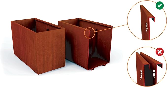PLANTERCRAFT Corten Steel Metal Planter Box, Round Sizes, Modern Garden Steel planters for Commercial and Residential Outdoor Use. Plantercraft
