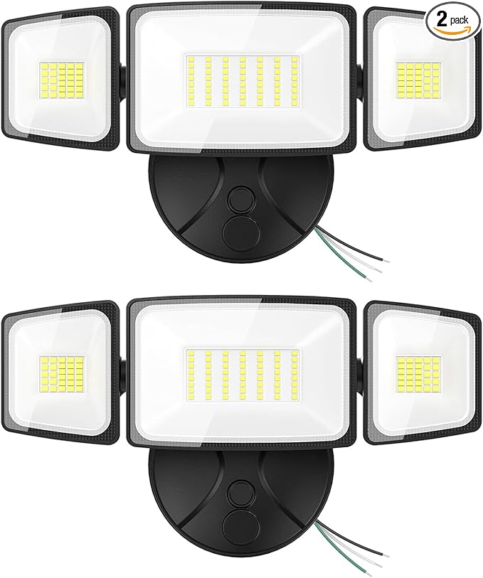 Onforu 2 Pack 75W Flood Lights Outdoor, 7000LM LED Flood Lighting Outdoor Switch Controlled, IP65 Waterproof Exterior Floodlight Fixture with 3 Adjustable Heads, 6500K Security Light for Garage Yard Onforu