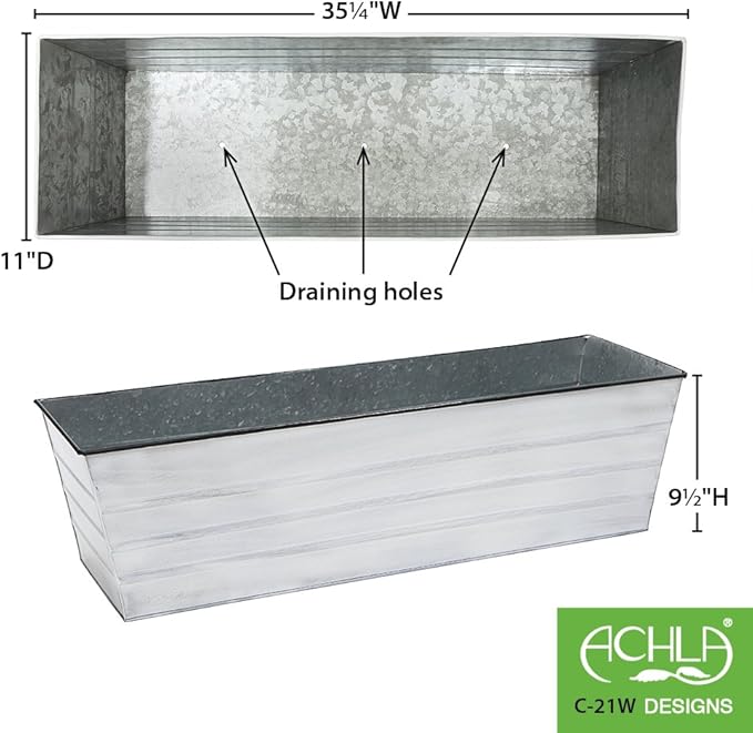 Achla Designs C-21W Window Box, Large, White ACHLADesignsHomeGarden
