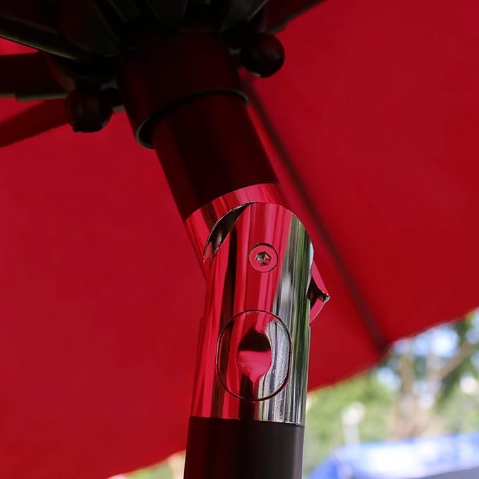 Sunnyglade 9' Patio Umbrella Outdoor Table Umbrella with 8 Sturdy Ribs (Red) Sunnyglade