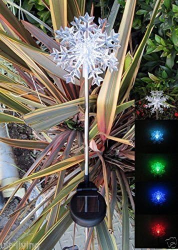 Solar Garden Stake Lights with Color Changing LED or Regular White LED Landscape Path Lights (Set of 2) (Snowflake) Ntertainment+House