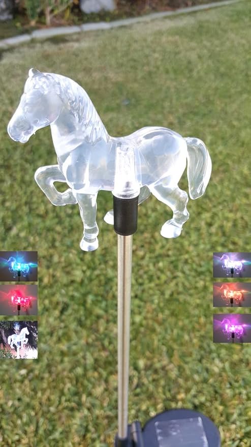 Solar Garden Stake Lights with Color Changing LED or Regular White LED Landscape Path Lights (Set of 2) (Horse) Ntertainment+House