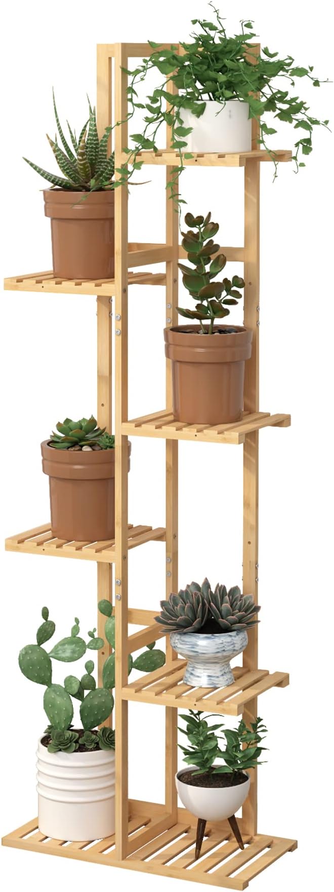 Laiensia Bamboo Plant Stand Rack 6 Tier,Multiple Stand Holder Shelf Rack, Indoor&Outdoor Planter Display Shelves for Patio Garden, Living Room, Corner Balcony and Bedroom,Wood Color Laiensia