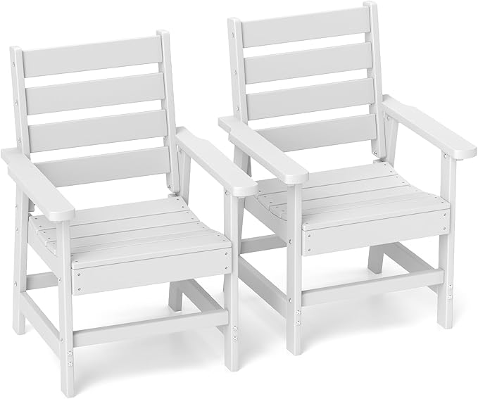 GREENVINES Outdoor Dining Chairs Set of 2 | HDPE | Patio Chair | All-Weather | White GreenVines