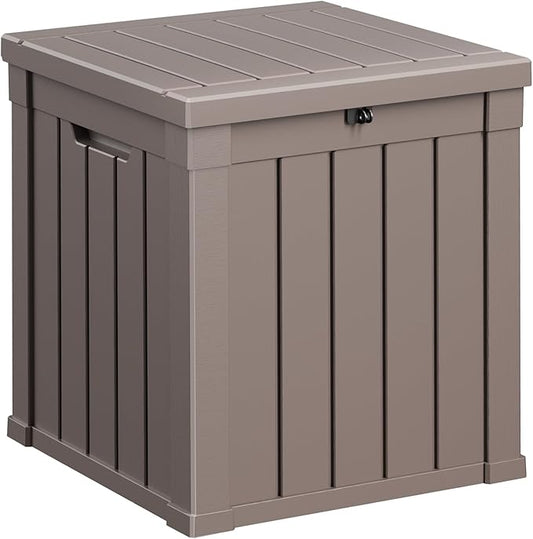 ROJIK 57 Gallon Outdoor Storage Housing Deck Box - Waterproof Patio Furniture, Garden Tools, Cushions, Pool Accessories Storage Bench with Lockable Lid and Side Handles（Grey） ROJIK